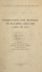 Instruction for mothers on teaching girls the laws of sex
