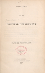 Regulations for the Hospital Department of the State of Pennsylvania