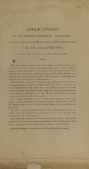 Applications by the Morton Testimonial Association to the 37th and 38th Congress, urging compensation for the use of anaesthetics in the Army and Navy of the United States