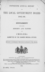 Public health: Report and papers on cholera.  Submitted by the Medical Office of the Local Government Board, 1886