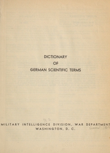 Dictionary of German scientific terms