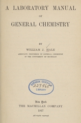 A laboratory manual of general chemistry