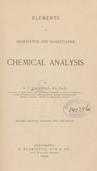 Elements of qualitative and quantitative chemical analysis