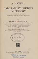 A manual of laboratory studies in biology: to accompany Linville's The biology of man and other organisms