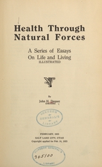 Health through natural forces: a series of essays on life and living