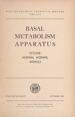 Basal metabolism apparatus: items 4020006, 4020008, 4020012