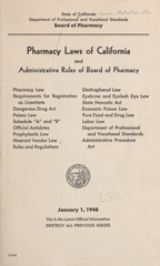 Pharmacy laws of California and administrative rules of Board of Pharmacy