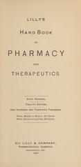 Lilly's hand book of pharmacy and therapeutics