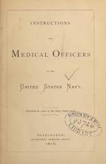 Instructions for medical officers of the United States Navy