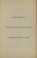 Testimonial of members of the medical profession of Philadelphia, New York and Boston in behalf of Wm. T.G. Morton