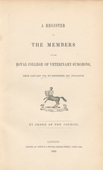 A register of the members of the Royal College of Veterinary Surgeons: from January 1794 to December 1851, inclusive