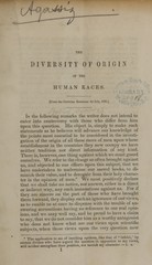 The diversity of origin of the human races: (from the Christian examiner for July, 1850)