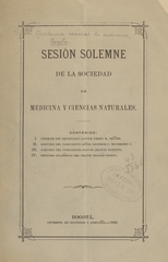 Sesión solemne de la Sociedad de Medicina y Ciencias Naturales