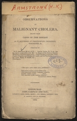 Observations on malignant cholera, drawn from cases of the disease as it occurred at Prestonpans, Cockenzie, Portseton, etc