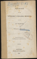 Opinion upon the epidemic cholera morbus observed at Warsaw