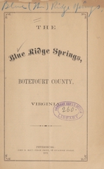 The Blue Ridge Springs, Botetourt County, Virginia