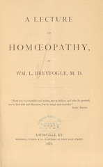 A lecture on homoeopathy