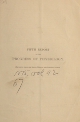 Fifth report on the progress of physiology