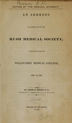 An address delivered before the Rush Medical Society, connected with the Willoughby Medical College, Dec. 27, 1845