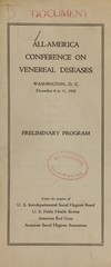 All-America Conference on Venereal Diseases: Washington, D.C., December 6 to 11, 1920 : preliminary program