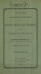 Lecture introductory to the course on materia medica and pharmacy, in the University of Pennsylvania