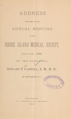 Address delivered at the annual meeting of the Rhode Island Medical Society, June 11, 1879