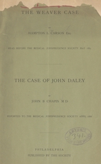 The Weaver case: read before the Medical Jurisprudence Society May 1887