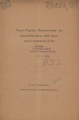 Supra-vaginal hysterectomy for impossible labor, with intra-pelvic treatment of the stump: the technique of the operation