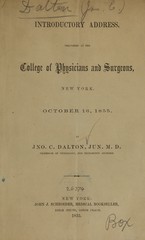 Introductory address delivered at the College of Physicians and Surgeons, New York: October 16, 1855