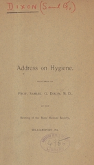 Address on hygiene