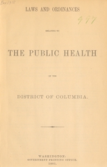 Laws and ordinances relating to the public health of the District of Columbia