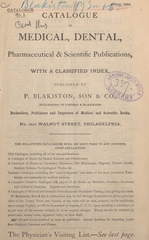Catalogue of medical, dental, pharmaceutical & scientific publications: with a classified index