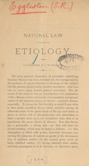 Natural law applied to etiology