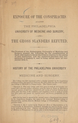 Exposure of the conspiracies against the Philadelphia University of Medicine and Surgery, and the gross slanders refuted