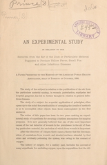 An experimental study in relation to the removal from the air of the dust or particulate material supposed to produce yellow fever, smallpox, and other infectious diseases