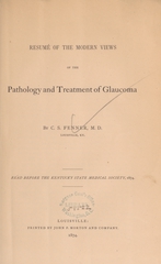 Résumé of the modern views of the pathology and treatment of glaucoma