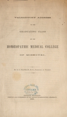 Valedictory address to the graduating class of the Homœopathic Medical College of Missouri