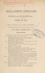 Silk culture and home industry: read before the Association April 8th, 1875
