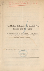 The medical colleges, the medical profession, and the public