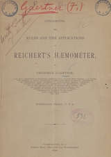 Concerning the rules and the applications of Reichert's haemometer