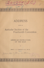 Address before the Auricular Section of the fourteenth Convention of American Instructors of the Deaf