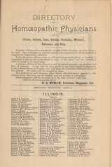 Directory of homoeopathic physicians in Illinois, Indiana, Iowa, Kansas, Kentucky, Missouri, Nebraska, and Ohio, 1885-6