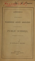 Address delivered before the Washington County Association for the Improvement of Public Schools: at Wickford, January 3d, 1845