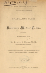 Valedictory address to the graduating class of Hahnemann Medical College of Chicago, March 20, 1873