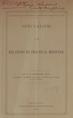 Specialism, in its relations to practical medicine