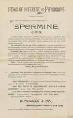 Items of interest to physicians: we solicit the attention of the profession to spermine