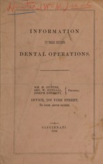 Information to those desiring dental operations