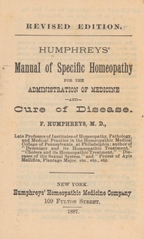 Humphreys' manual of specific homeopathy for the administration of medicine and cure of disease