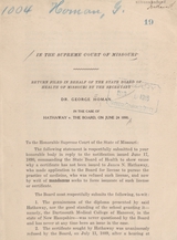 In the Supreme Court of Missouri: return filed in behalf of the State Board of Health of Missouri by the secretary, Dr. George Homan, in the case of Hathaway v. The Board, on June 24, 1890