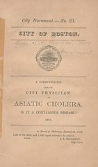 A communication from the City Physician on Asiatic cholera: Is it a contagious disease?